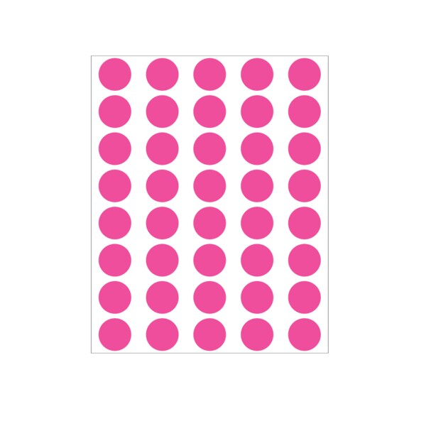 Nevs 1/2" Color Coding Dots Pink Fluorescent - Sheet Form DOT-12M Pink Flr - main